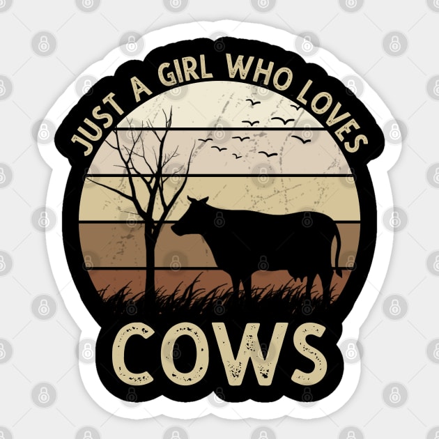 Just A Girl Who Loves Cows Sticker by DragonTees